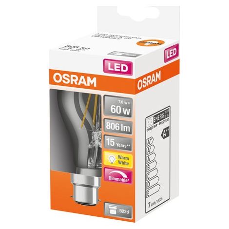 Led Standard Clair Filament Variable 7w B22 Chaud Boite 1 - Osram