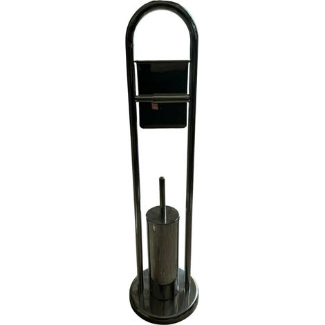 Piantana Porta Rotolo e Porta Scopino h 83 cm in acciaio cromato Moderna (1/4)