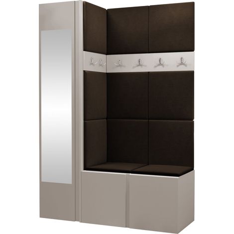 Conjunto para recibidor Hartford 277, Cachemira, 186x124x46cm, Espejo, Aglomerado laminado, Tapiz, Colocada, Montada en la pared