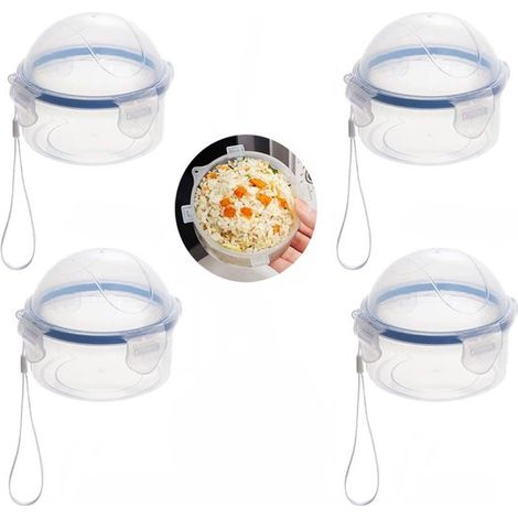 Juego de 4 recipientes reutilizables para almacenar alimentos, Aptos para tomates, ajos, cebollas, Recipientes transparentes, 9,5 x 10 cm (1/5)