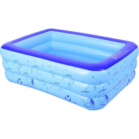 Piscine Gonflable Rectangulaire en PVC 175x120x46 cm pour Enfants et Adultes, Bassin de Jardin Résistant avec Sac de Rangement (1/3)