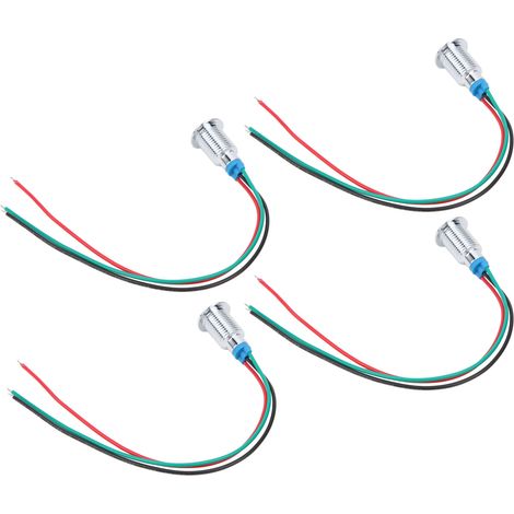 4 jeux de LED rondes précâblées étanches à 2 couleurs, cathode commune, 10 mm, 3-6 V (rouge et vert) (1/5)