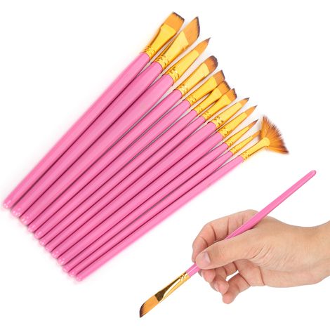 Ensemble de 12 Pinceaux en Nylon pour Peinture Artistique, Acrylique, Aquarelle et Huile - Lot Multicolore (1/5)