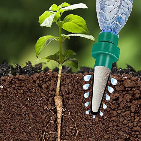 Irrigation Goutte a Goutte Bouteille, 4 Pièces Arrosage Goutte à Goutte en Céramique Arroseur Automatique Plantes Système D'Irrigation Automatique pour Jardin Maison Intérieur Extérieur (1/4)