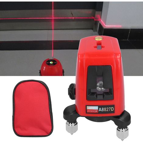 Niveau laser portable A8827D, projecteur 2 lignes 1 point, bande lumineuse rouge avec amplificateur de point lumineux (1/5)