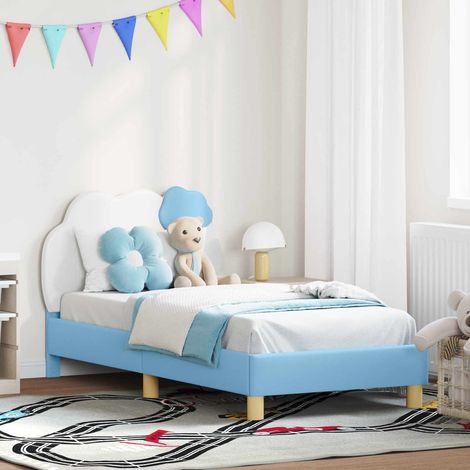 Kinderbettgestell mit Kopfteil mit Kopfteil Blau 80 x 160 cm PU