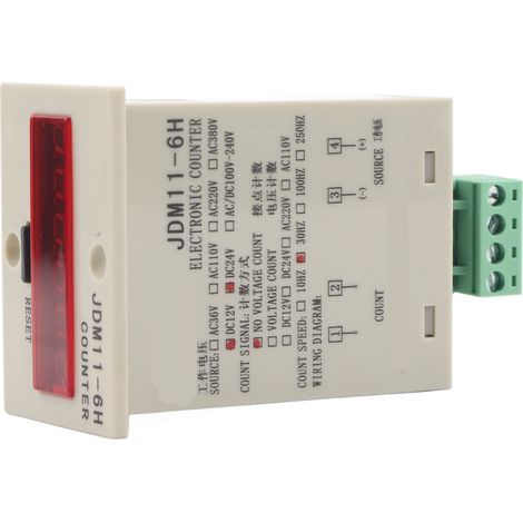 JDM11-6H Elektronischer 6-stelliger LED-Zähler, AC/DC 12V Digitalzählerrelais mit Digitalanzeige (1/5)