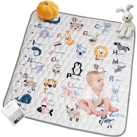Tapis Bébé, Tapis d’Activités Bébé 127x127 cm, Tapis Éveil Bébé Rembourré, Tapis Motricité Bébé Antidérapant, Doux et Lavable, Tapis Enfant pour Intérieur/Extérieur,Idéal pour les Premiers Pas (1/5)