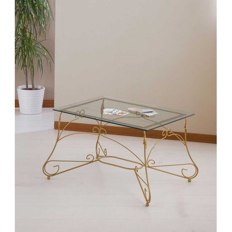 Tavolino Rettangolare da salotto Piano Vetro Ariel Colori Ferro: Rosa - Shabby Chic (1/3)