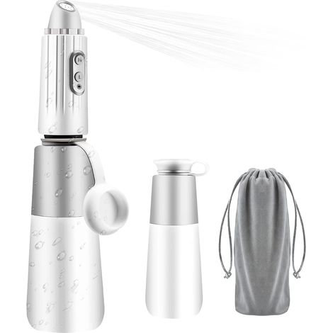 Bouteille de bidet portable pour voyage - Mini hydropulseur électrique rechargeable - Avec sac de voyage et câble USB - Hygiène personnelle - Pour femmes, hommes, bébés et suites de couches - Gris (1/5)