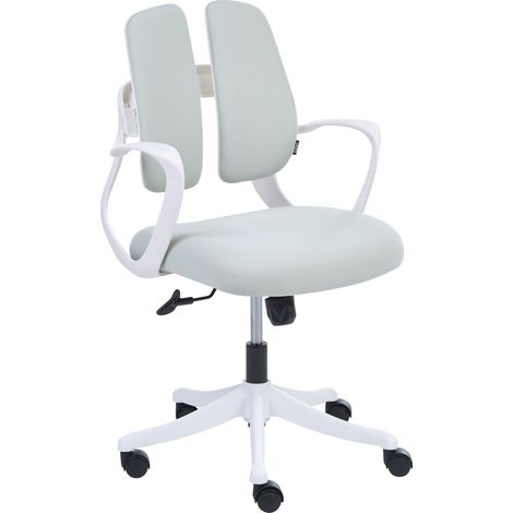 Silla de oficina giratoria moderna tapizada con respaldo reclinable regulación de altura y reposabrazos gris claro Orivo