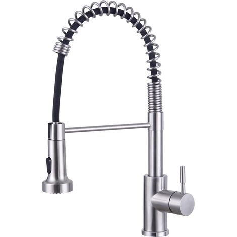 Küchenarmatur Wasserhahn 3 Modi Ausziehbar Edelstahl 304 Spiralfederarmatur (1/5)