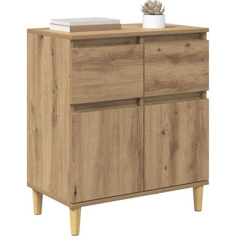 Buffet Bas de Cuisine en Bois d'Ingénierie Style Chêne, Meuble de Rangement avec Portes et Étagères, 60 x 35 x 70 cm, pour Salle à Manger et Salon (1/5)