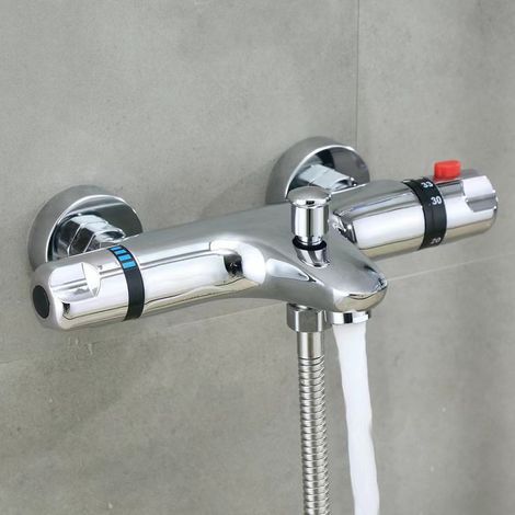 Mitigeur thermostatique triple avec accessoires verticaux Mitigeur thermostatique mural pour douche Mitigeur thermostatique pour bain (1/4)