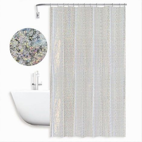 TRADE SHOP - Tenda Per Doccia Vasca Da Bagno Astratto Riflessi Con 12 Ganci 240 X 180cm 87188 - (1/2)