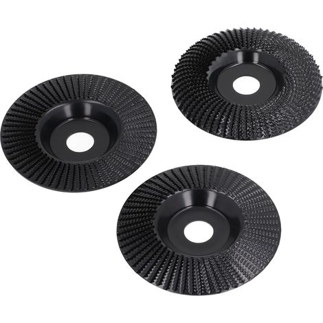 Ensemble 3 disques de sculpture sur bois en acier au carbone, meule à bois plate, inclinée et arquée 125 mm noire pour meuleuse d'angle (1/5)