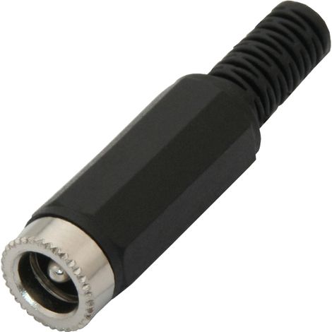 Prise CC 2,1/5,5 mm pour câble avec serre-câble