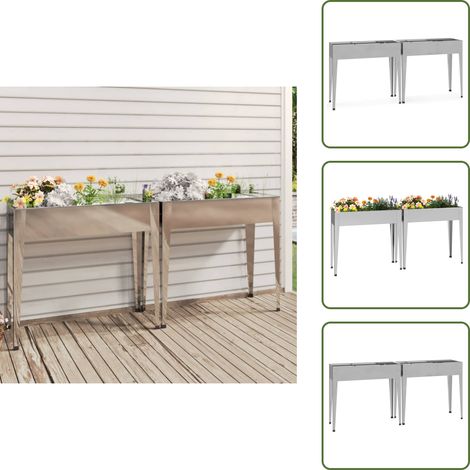 Pflanzkübel 2 Stk. Verzinkter Stahl - Blumentopf - Hochbeet - Stahltöpfen - Gartendeko - Balkonpflanzen (1/5)