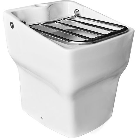 Vuotatoio in ceramica bianco lucido con griglia e scarico universale (1/3)