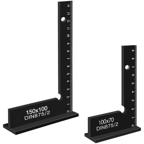 QORVA-2 Pièces Equerre Chapeau,Equerre Menuisier 100 x 70mm et 150 x 100mm,Équerre de Charpentier Aluminium pour Tracé,Mrécision