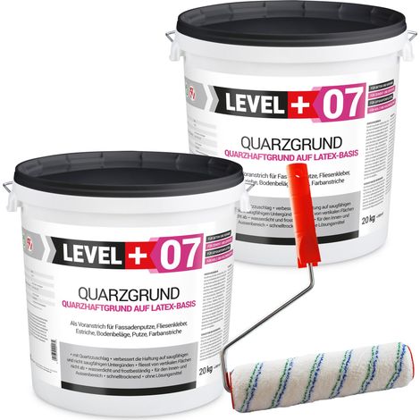 LEVEL+ Quarzgrund Grundierung Putzhaftgrund Holz OSB 40KG + Farbroller 25cm L+07