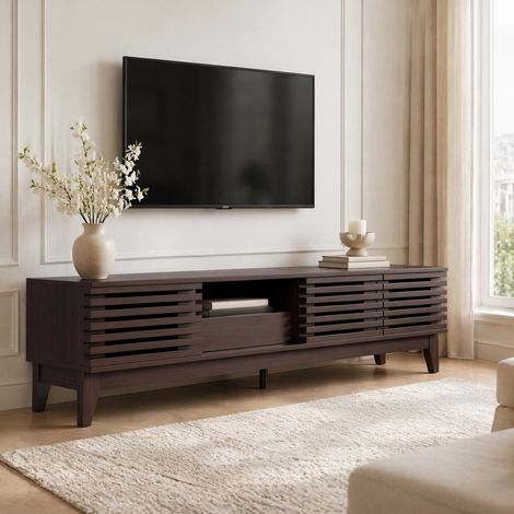Mobile TV 170 x 35 x 40 cm con 3 ante, 1 cassetto, effetto legno naturale DESVIAE (1/5)