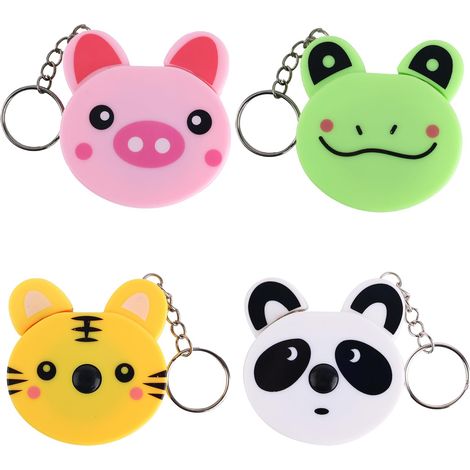 4pcs Rubans Mesurer Dessin Animé, 150cm Ruban Mesurer Rétractable Petit Ruban Mesurer Tigre/Cochon/Grenouille/Panda Mignon avec Porte-Clés pour Enfants Tailleurs Artisanat (4 Styles) (1/5)