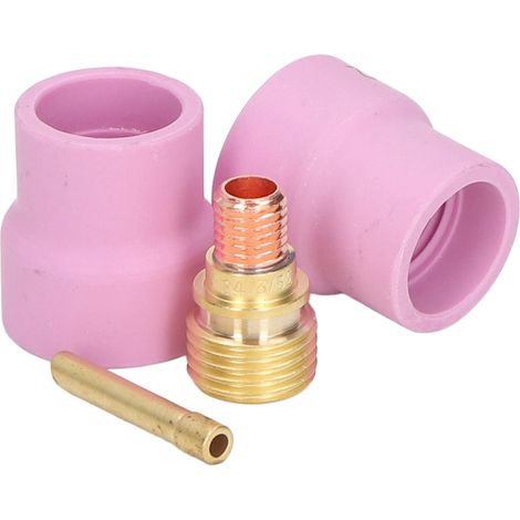 Kit d'accessoires de soudage TIG 4 pièces : buse en céramique 2,4 mm, lentille à gaz, embout oblique, pince pour électrode. (1/5)