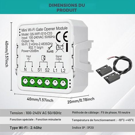 WiFi Garage Door Opener, Controller with Sensor and Programming, Smart Gate Rolling Control (1/4)