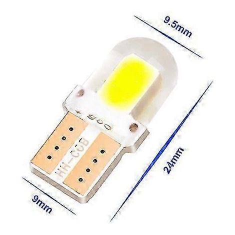 10xt10 W5w 194 Ampoules LED Canbus pour voiture 4/6/12 SMD Gel de silice COB 12v Blanc Lampe de lecture Plafonnier Coffre Éclairage de plaque d'immatriculation (10pcs 4 SMD) (1/5)