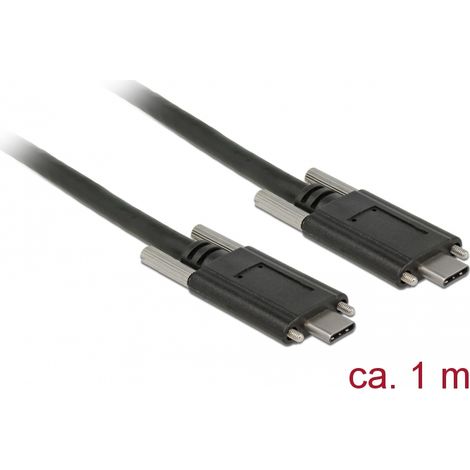 Delock Cable SuperSpeed USB 10 Gbps (USB 3.1 Gen 2) USB Type-Câ¢ macho  USB Type-Câ¢ macho con tornillos en los laterales 1 m negro