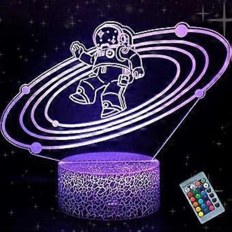 Veilleuse 3D Astronaute - Effet Hologramme - 16 Couleurs LED Réglables - Intensité Variable - Pour Chambre Enfant - 1 Pièce (1/5)