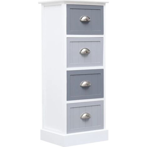 Comodo mobiletto laterale con 4 cassetti 35 x 30 x 90 cm stile moderno arredamento d'interni legno bianco 020046459