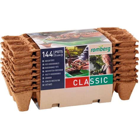 Romberg Anzuchttöpfe Classic quadratisch 5x5 cm (144 Stück, 12 Stripes)