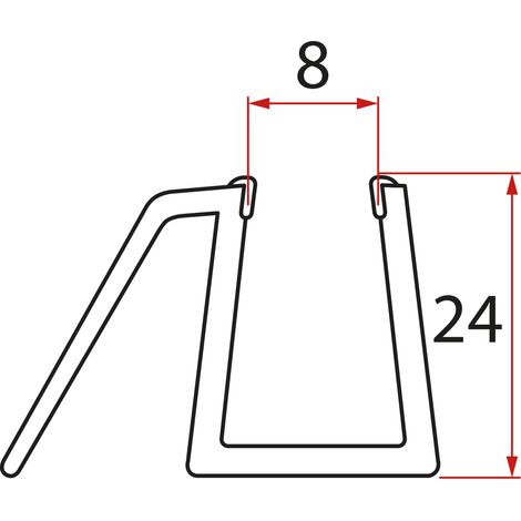 Joint inférieur pour porte, verre 8mm, 1000mm (1/2)