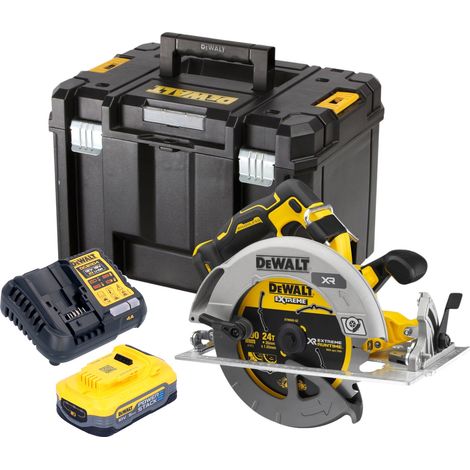 DeWalt DCS 573 H1T Sierra circular sin cable 18 V 190 x 30 mm sin escobillas + 1x batería Powerstack 5,0 Ah + cargador + TSTAK (1/5)