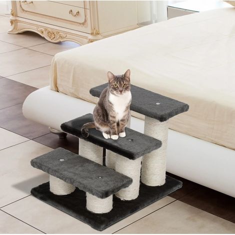 Escalera para gatos y perros 45x35x34 cm de tablero de partículas gris, 3 peldaños – MEUBLIV (1/5)