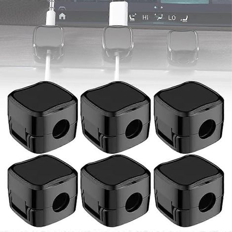 Organisateur de câbles de bureau avec clips magnétiques, lot de 6 (6, noir)-AquaForge (1/5)