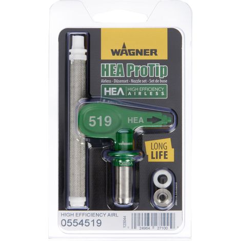 WAGNER Ugello Hea Protip 519, Ugello Airless per Vernici di Fondo, Smalti, Pitture murali, Vernici a Base di Latex, Protezionedalla Fiamma edalla Corrosione, 55% di Nebbia In Meno