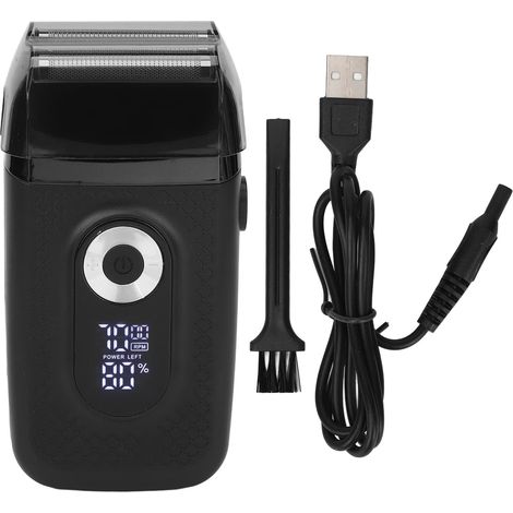 Rasoir électrique pour Homme 3 Vitesses Réglable Tondeuse à Barbe Feuille Rechargeable et Rasoirs Chauves avec Affichage Numérique LED (Noir) (1/5)