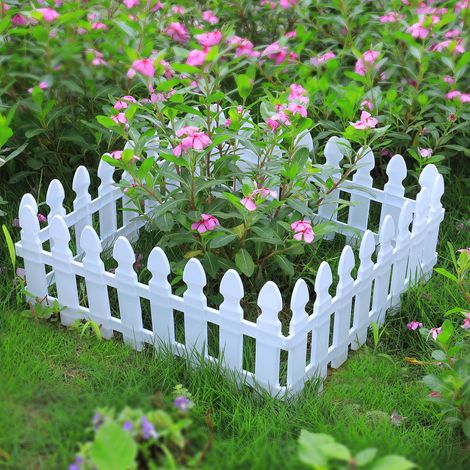 White Set of 4 Plastic Picket Garden Fence Path Border (1/5)