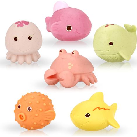 Baby Bath Toys Mildew Proof - 6 Pack Bath Toys No Holes, Kids Water Toys, Bath Toys for Pool and Beach, Promotes Hand Eye Coordination (1/5)