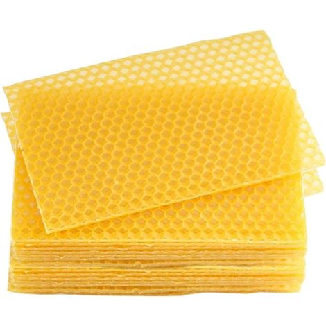Feuilles de cire d'abeille (30 pièces) - Cire gaufrée pour cadres de ruche - Feuilles de cire naturelle en nid d'abeille (1/5)