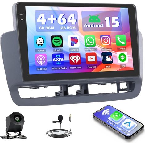 4+64G Android 15 Autoradio pour 2012-2015, Autoradio Écran Tactile de 9" avec CarPlay sans Fil Android Auto Bluetooth Navi GPS WiFi EQ Double USB et Caméra de Recul (1/5)