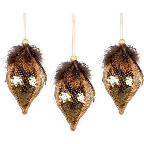 14cm Gold Teardrop Bauble - 3Pcs Christmas Hanging Decorations (1/5)