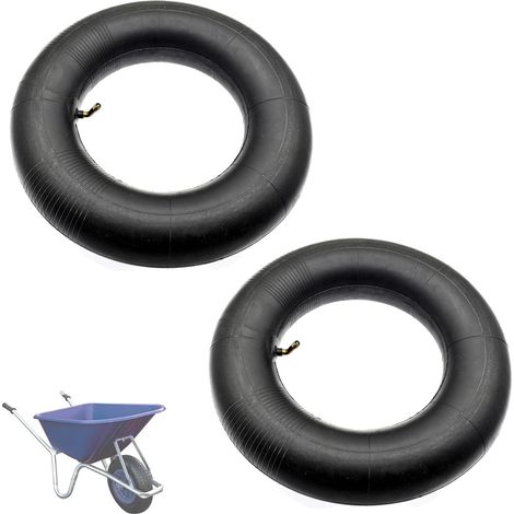 Lot de 2 chambres à air 4.10/3.50-4, pour roue de brouette, tondeuse, chariot, noir, caoutchouc (1/5)