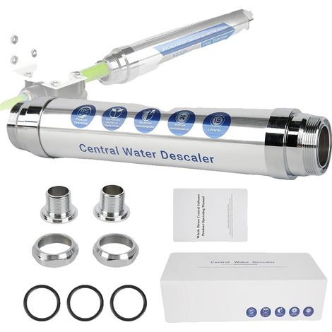 Filtro purificador de agua, tamaño DN20, reduce la cal en un 86%, materiales metálicos ecológicos, protección antibacteriana, no requiere mantenimiento. (1/5)