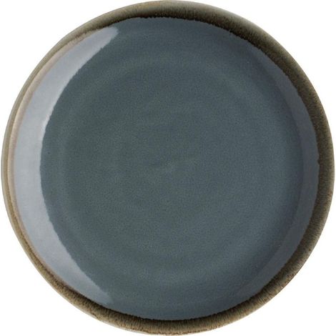 Assiettes plates rondes couleur océan 230 mm lot de 6, passent au micro-ondes et au lave-vaisselle, bord peint à la main, vernis réactif, usage domestique, SA282 (1/2)