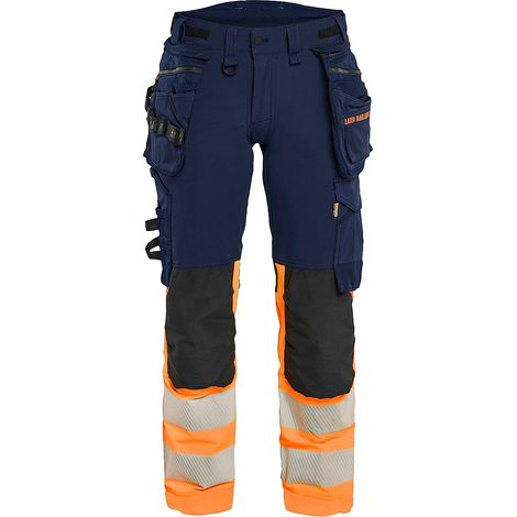 Pantalon de travail stretch 4D haute visibilité femme 7025 - Marine/Orange L - FR(44) - SE(C42) - Courtes