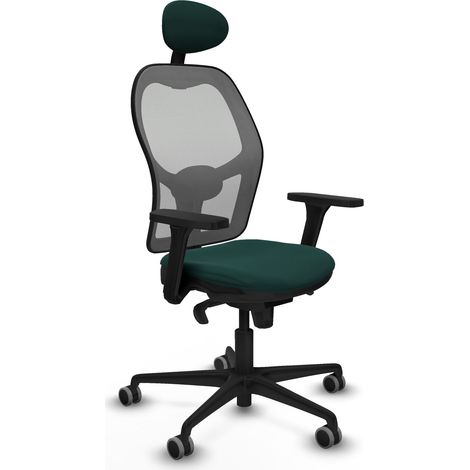 Jorquera sincro malla gris similpiel verde botella brazos 3D base nailon cabecero fijo ruedas 65mm engomada (1/5)